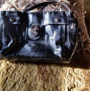 COACH BLACK AND SILVER HANDBAG
